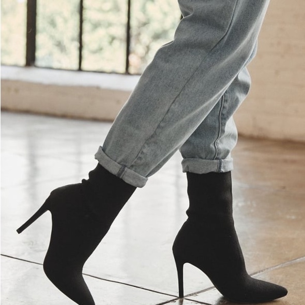 JustFab Black Ivy Ankle Booties